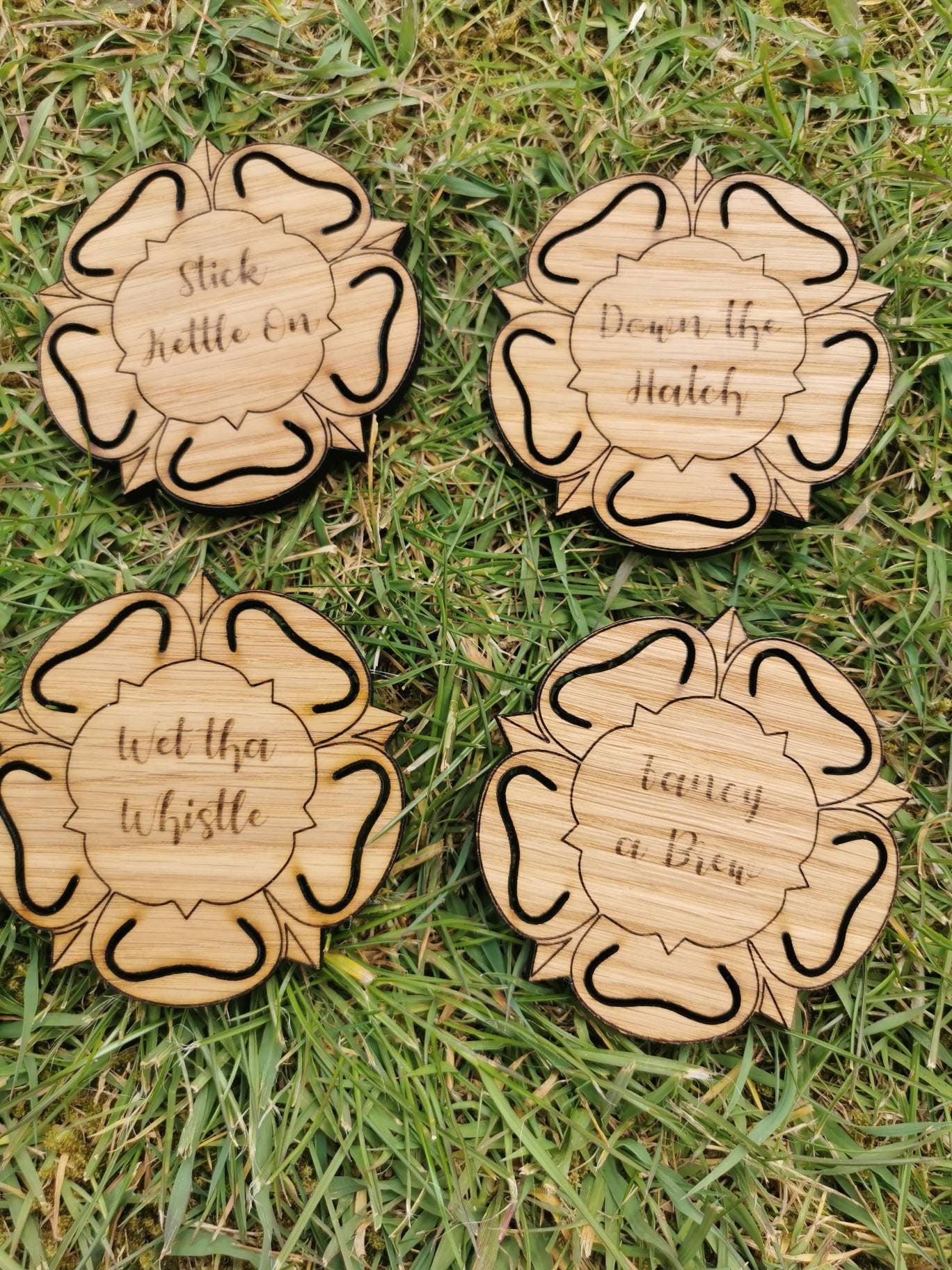 Yorkshire Sayings Tea Coaster Set with Holder