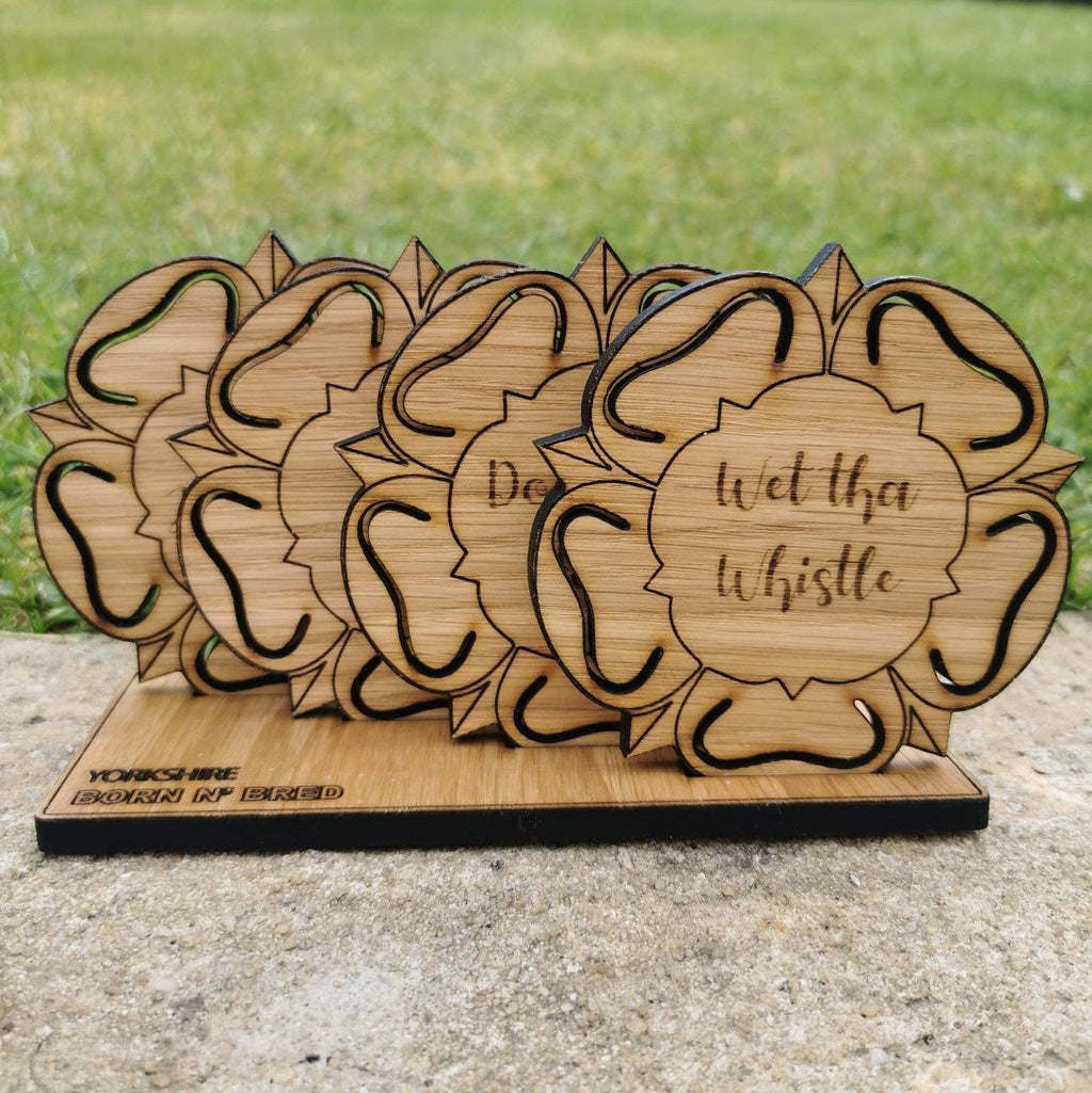 Yorkshire Sayings Tea Coaster Set with Holder