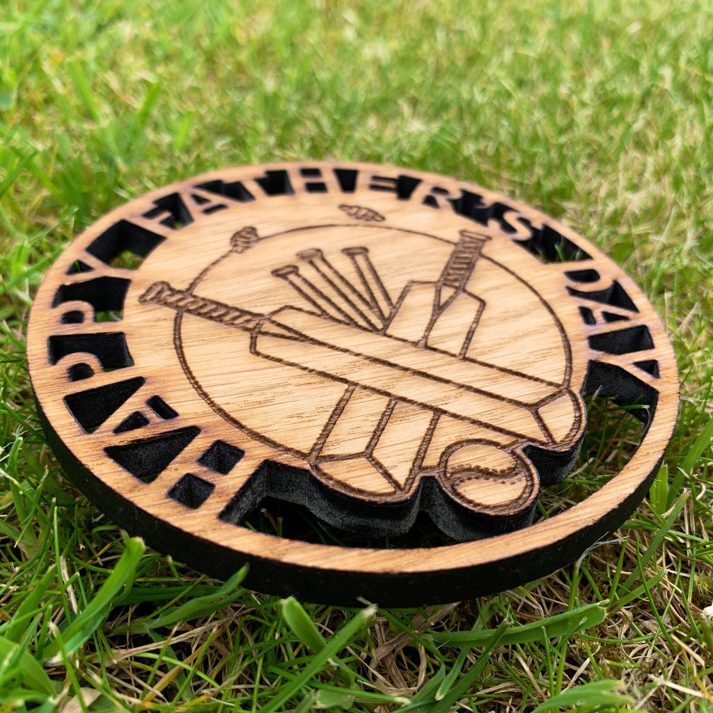 Personalised Cricket Drink Coasters + Holder Oak Sporting Gift