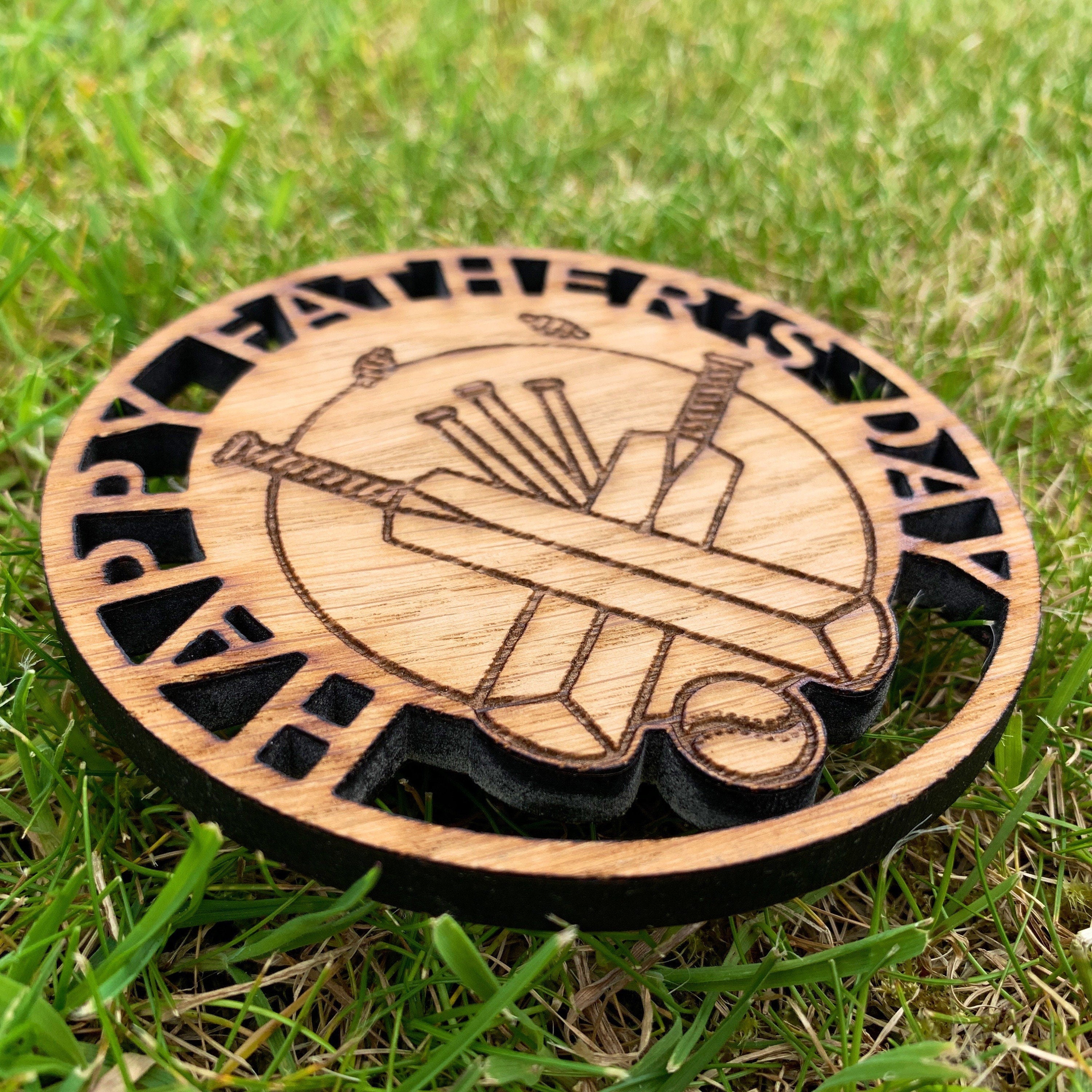 Personalised Cricket Drink Coasters + Holder Oak Sporting Gift