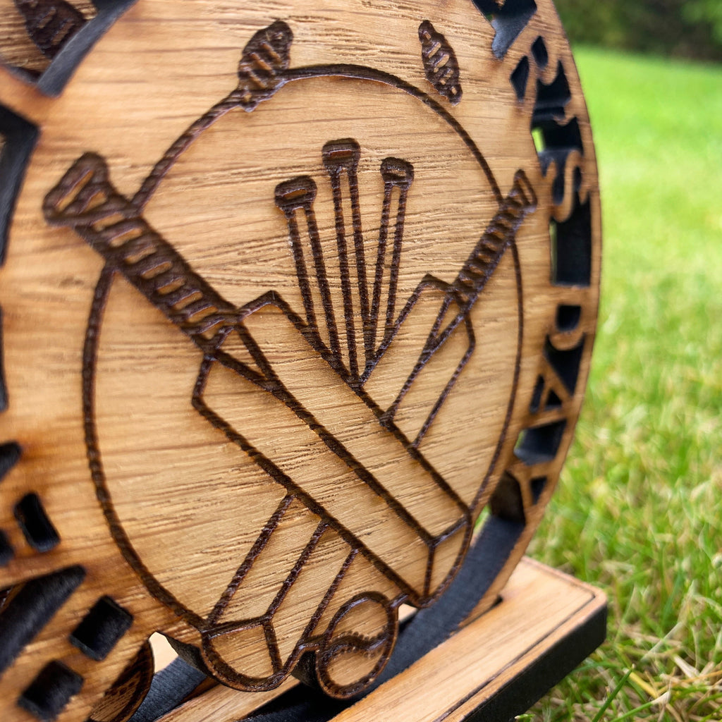 Personalised Cricket Drink Coasters + Holder Oak Sporting Gift