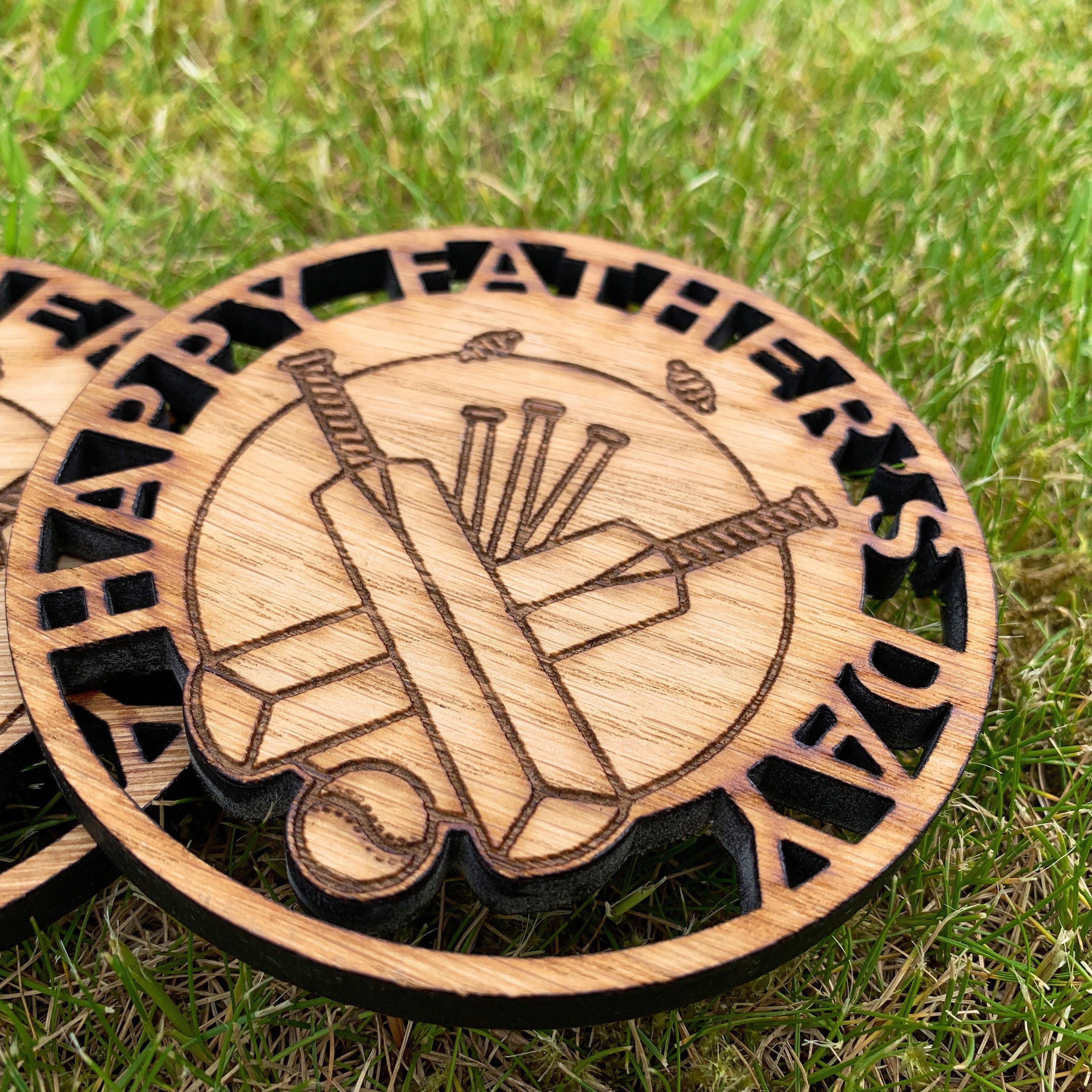 Personalised Cricket Drink Coasters + Holder Oak Sporting Gift