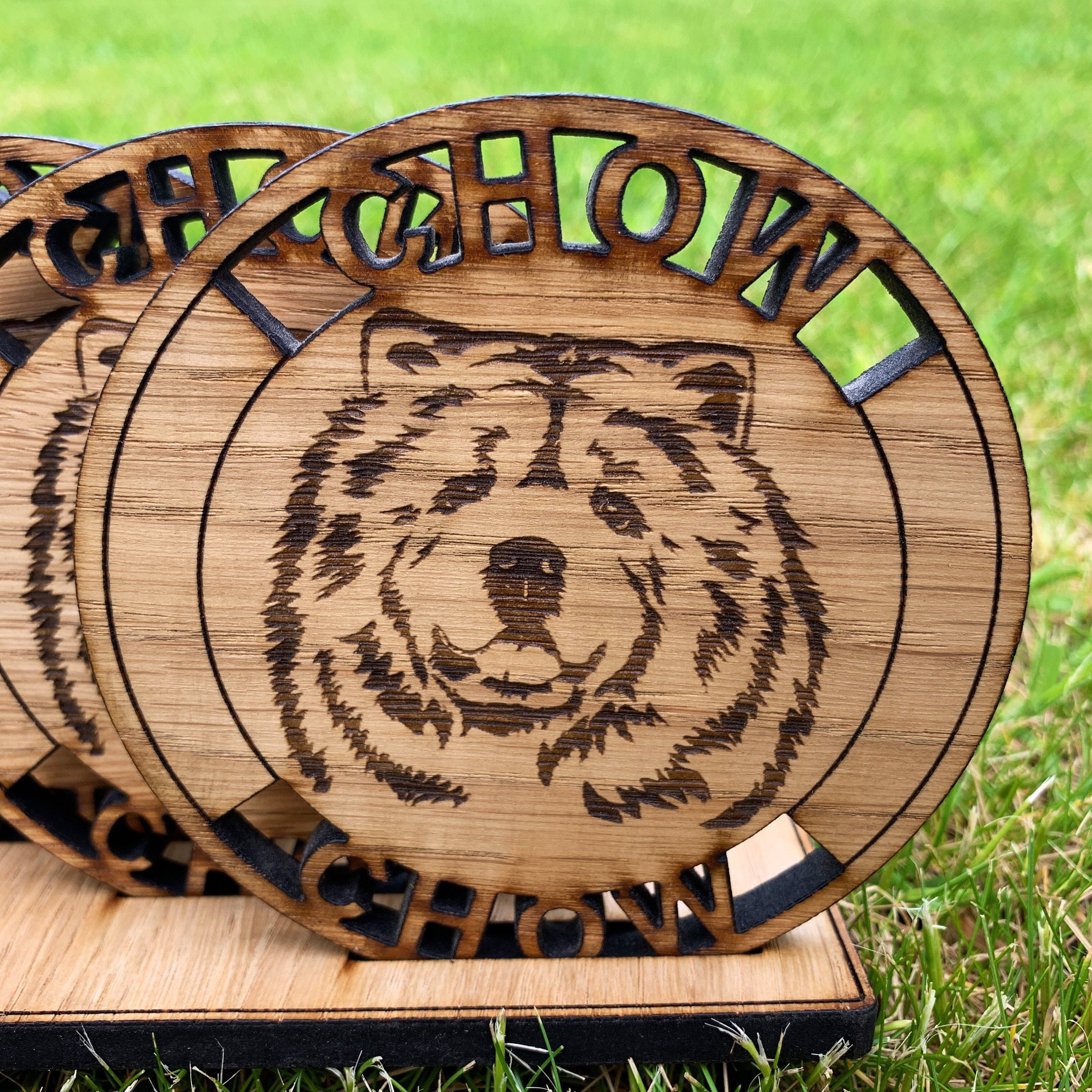 Chow Chow Coaster and Holder Dog Gift Set - Customisable Text