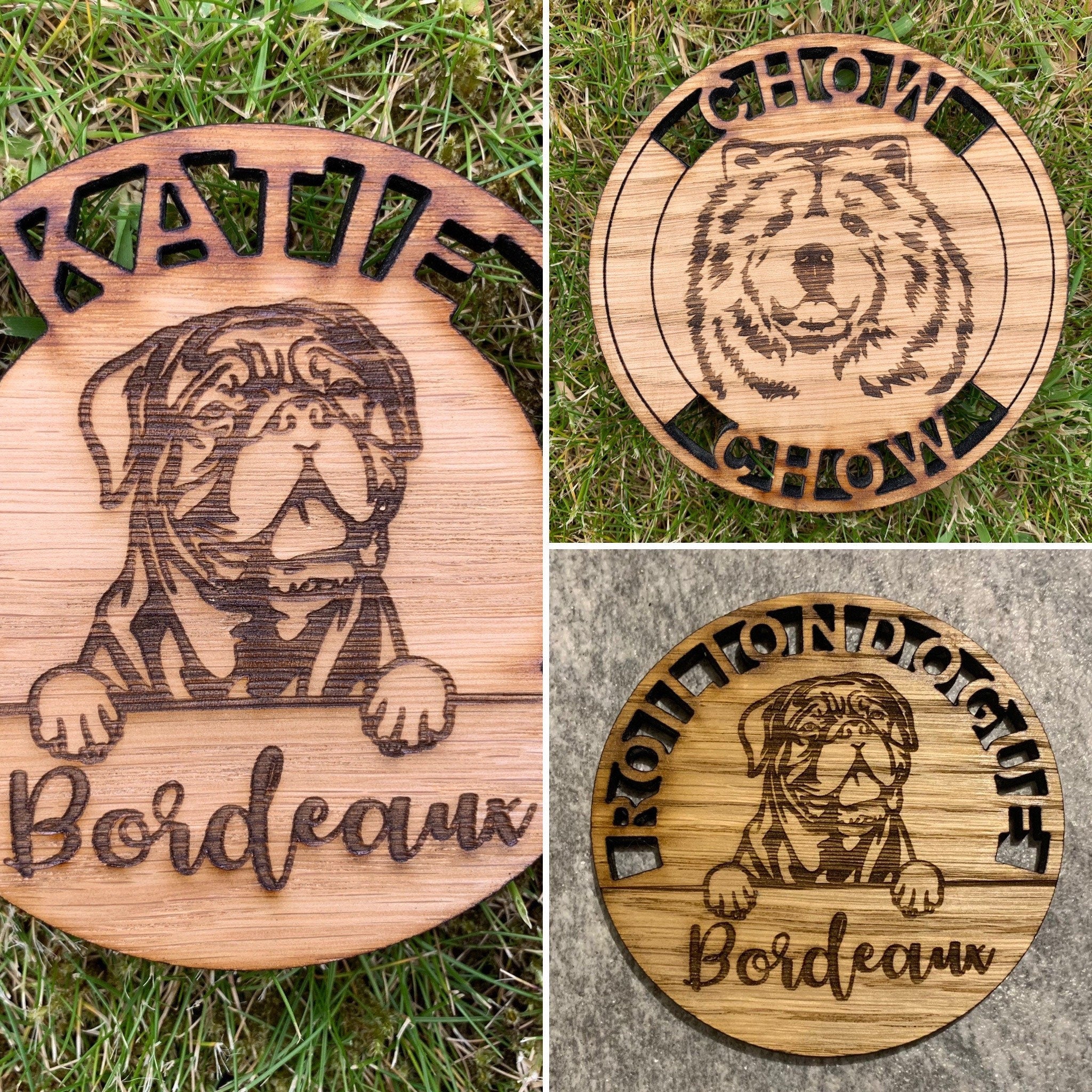 Personalised Dog Coaster + Holder (Pet Gift) - Any Dog Breed/Any Text