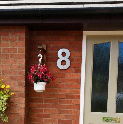 Modern Large House number Street Address Sign - Silver Acrylic with Steel Stand offs
