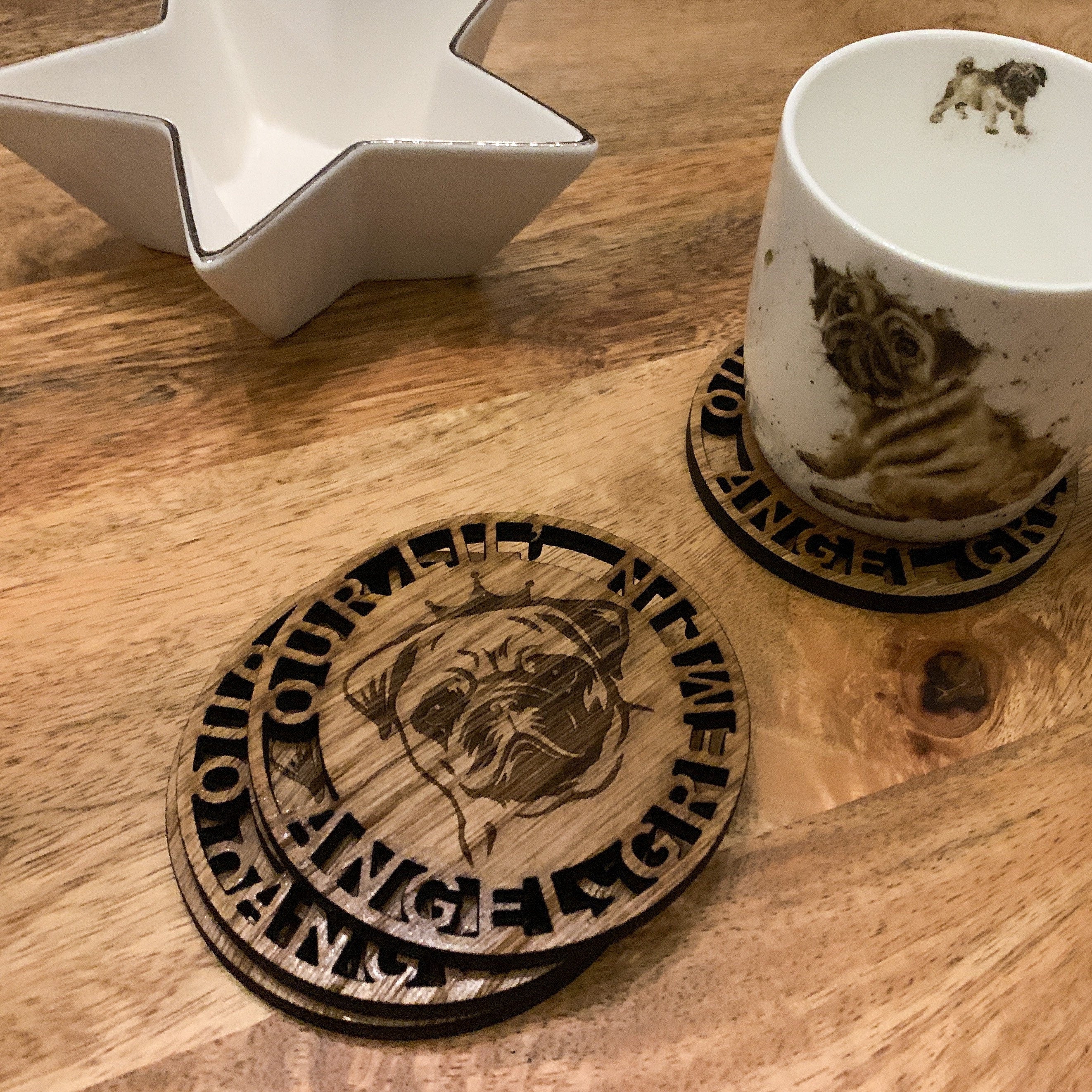 Pug Personalised Coaster Set - Funny Pet Gift Pug Lovers