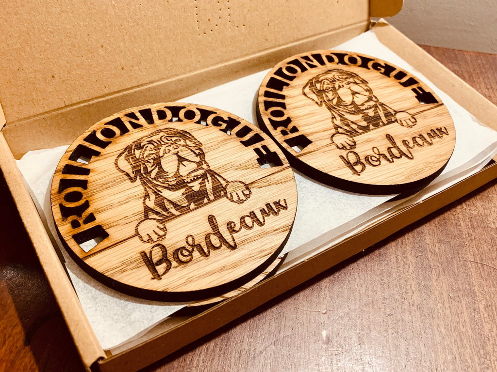 Dogue de Bordeaux Personalised Coaster and Holder set Gift