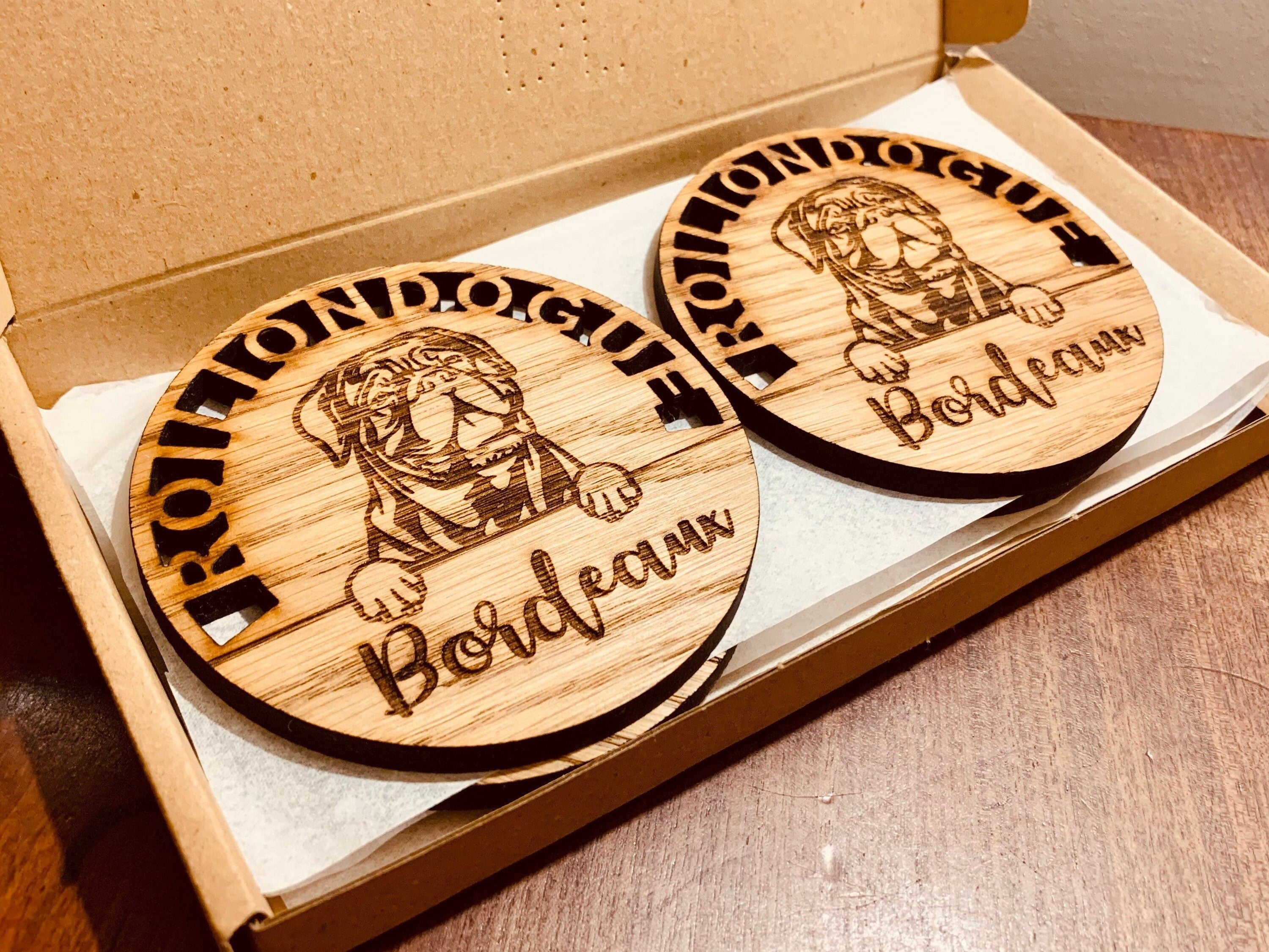 Dogue de Bordeaux Personalised Coaster and Holder set Gift
