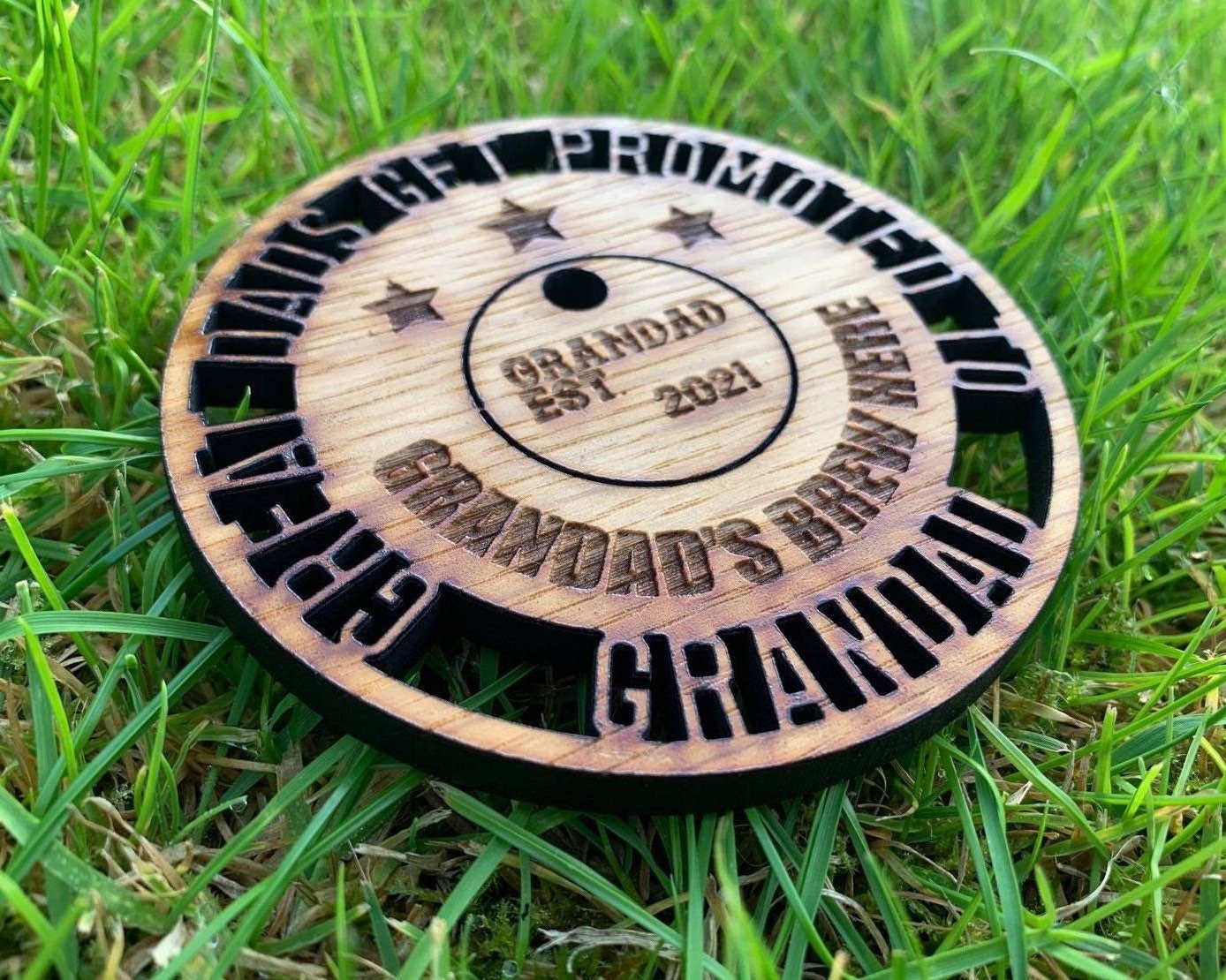 Grandad Coaster and keyring Gift Set - “Great Dad's get promoted”