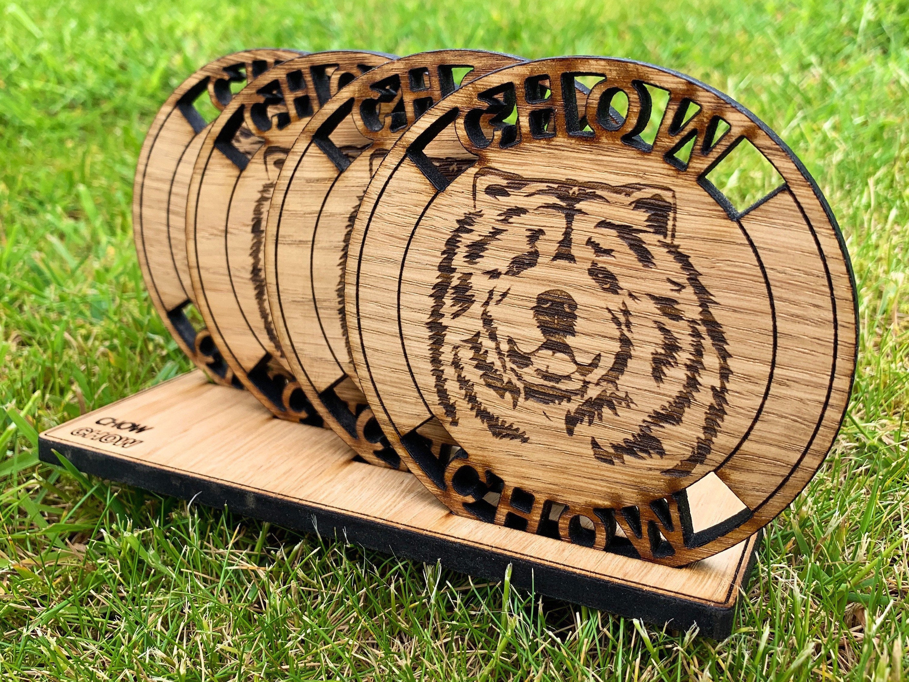 Chow Chow Coaster and Holder Dog Gift Set - Customisable Text