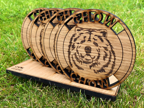 Chow Chow Coaster and Holder Dog Gift Set - Customisable Text