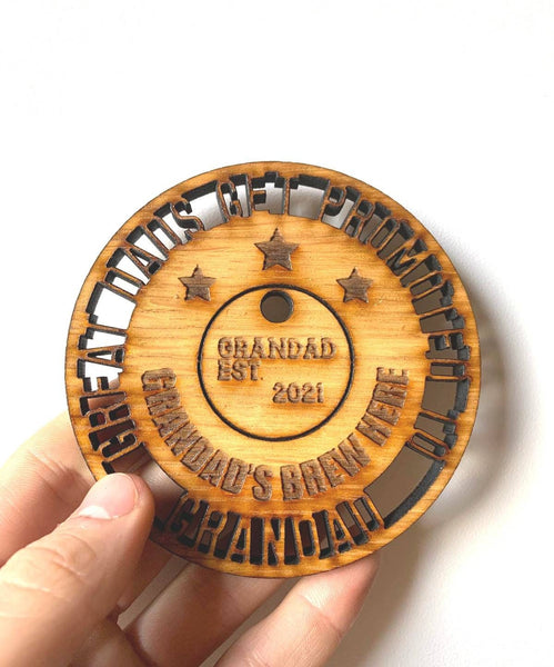 Grandad Coaster and keyring Gift Set - “Great Dad's get promoted”