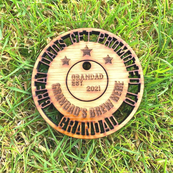 Grandad Coaster and keyring Gift Set - “Great Dad's get promoted”