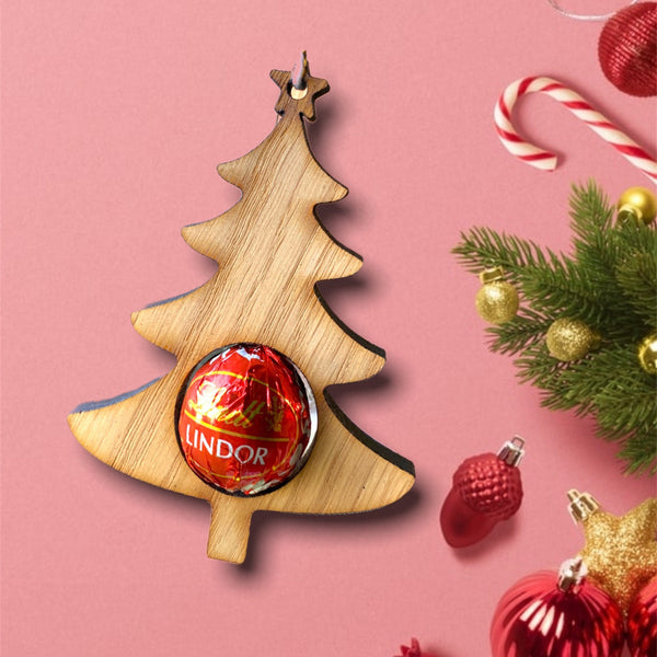 Lindor Christmas Baubles, Oak Reindeer Tree Decorations with Chocolate cut out Ferrero/Lindt