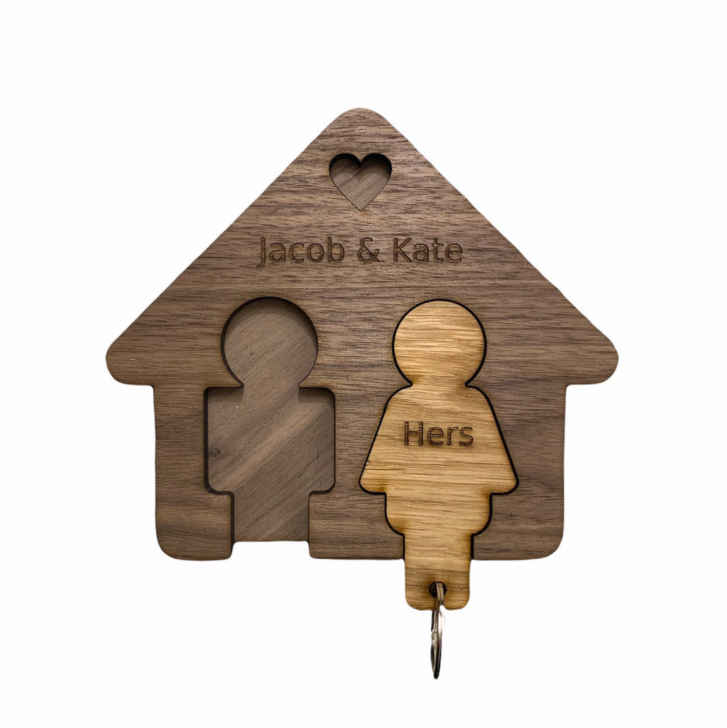 Personalised Key holder with Removable Keyrings | His and Hers First Home New Home Family Keys