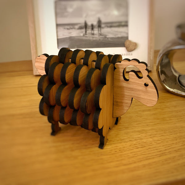 Sheep Oak Coaster Set - Home Decorative Gift