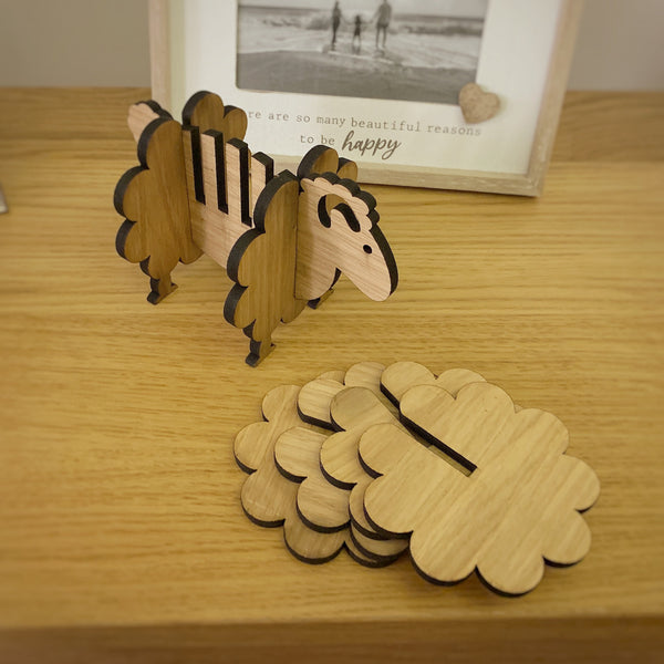 Sheep Oak Coaster Set - Home Decorative Gift
