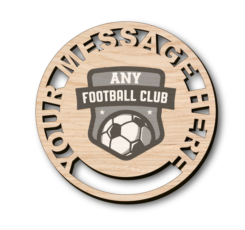 Any Football Team/Any Text - Custom Personalised Oak Drink Coaster + Holder (Sport Gift)