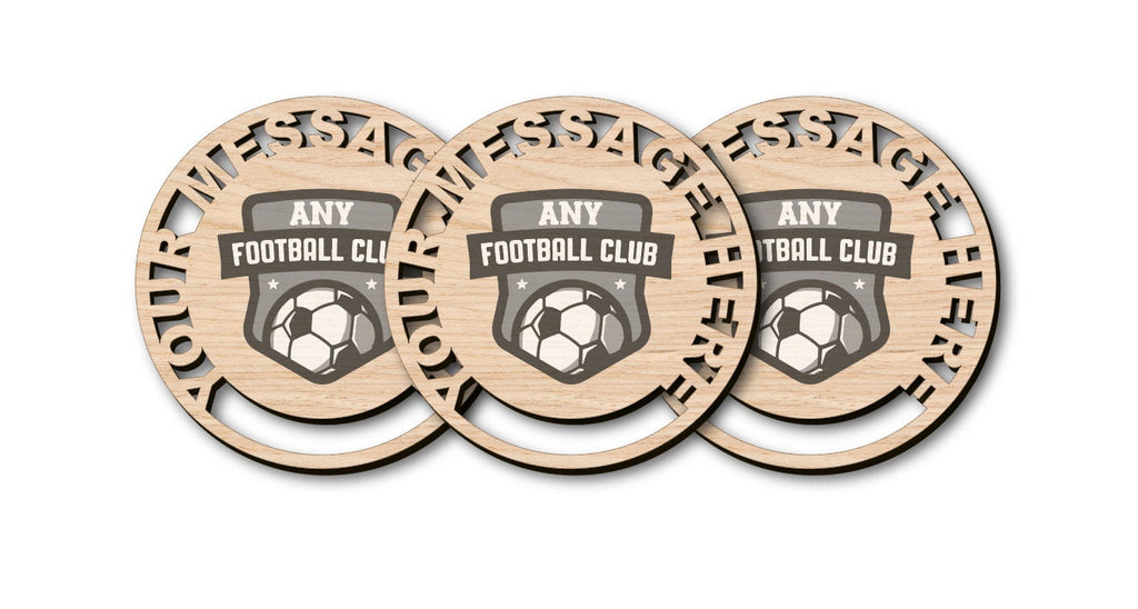 Any Football Team/Any Text - Custom Personalised Oak Drink Coaster + Holder (Sport Gift)