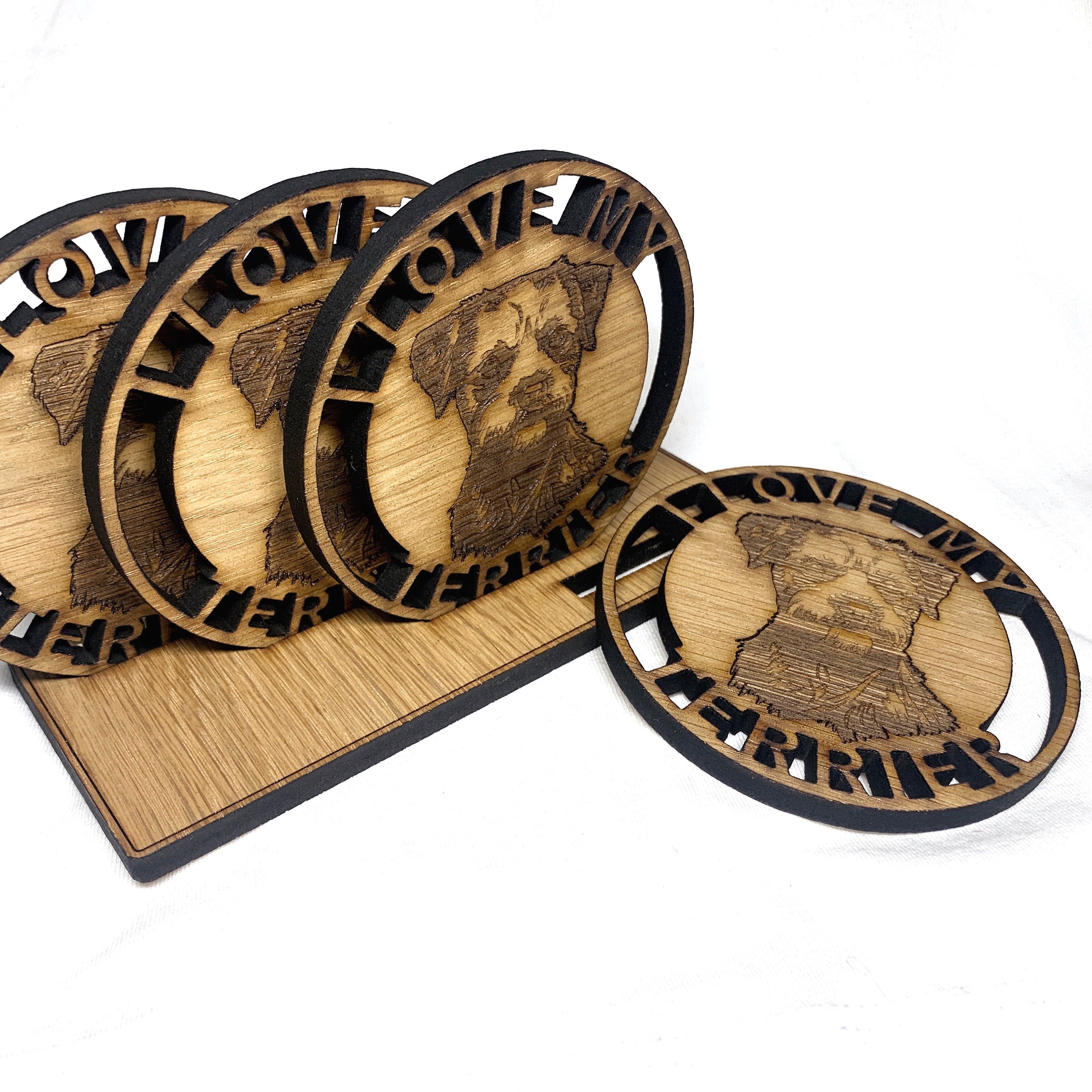 Terrier Personalised Coaster Set - Terrier gift set-I love my Terrier