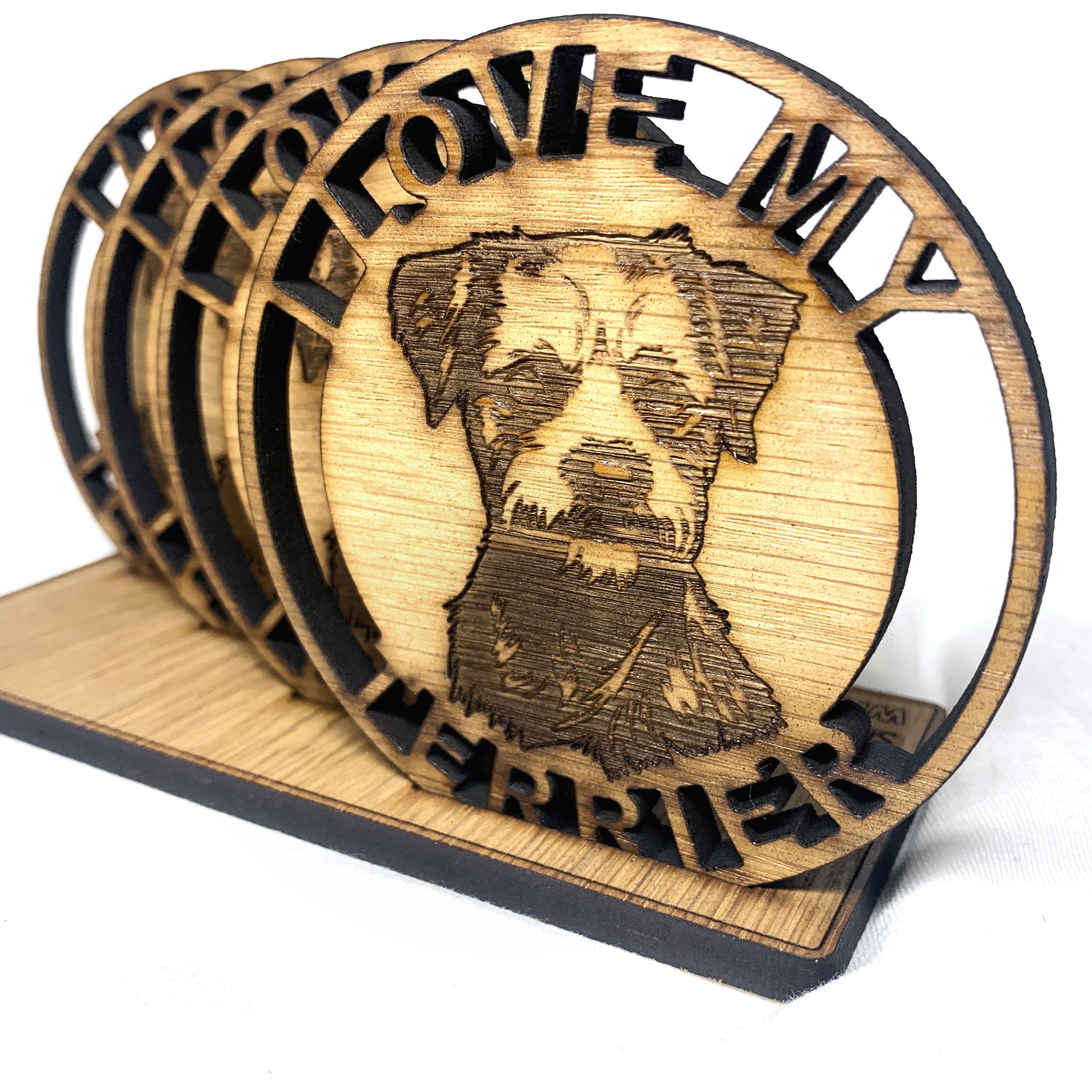 Terrier Personalised Coaster Set - Terrier gift set-I love my Terrier