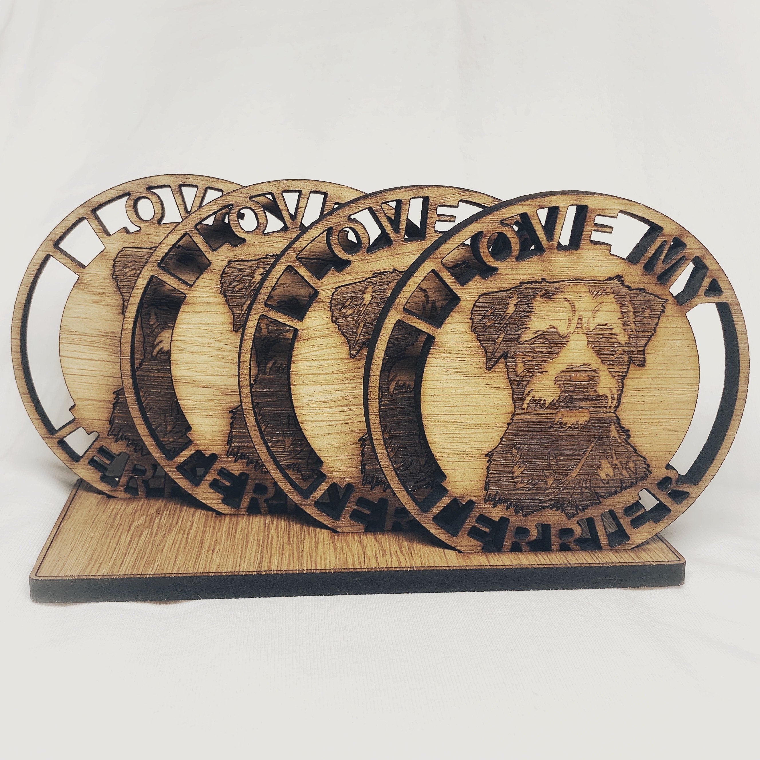 Terrier Personalised Coaster Set - Terrier gift set-I love my Terrier