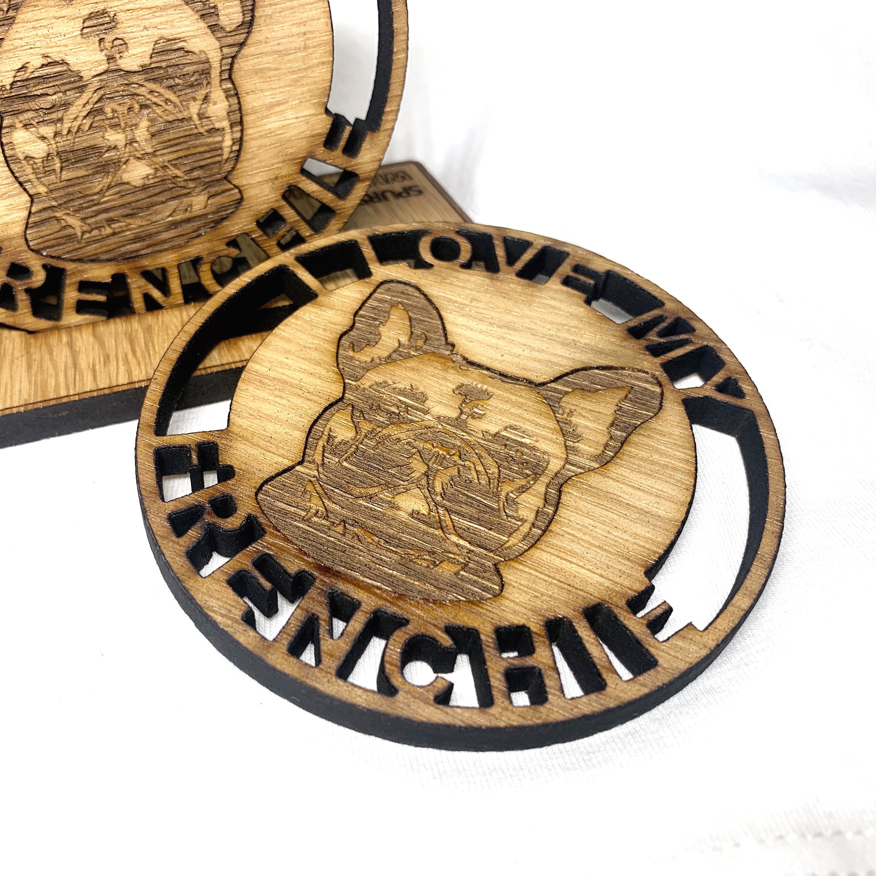 French Bulldog Personalised Coaster Set - Frenchie gift set-I love my Frenchie