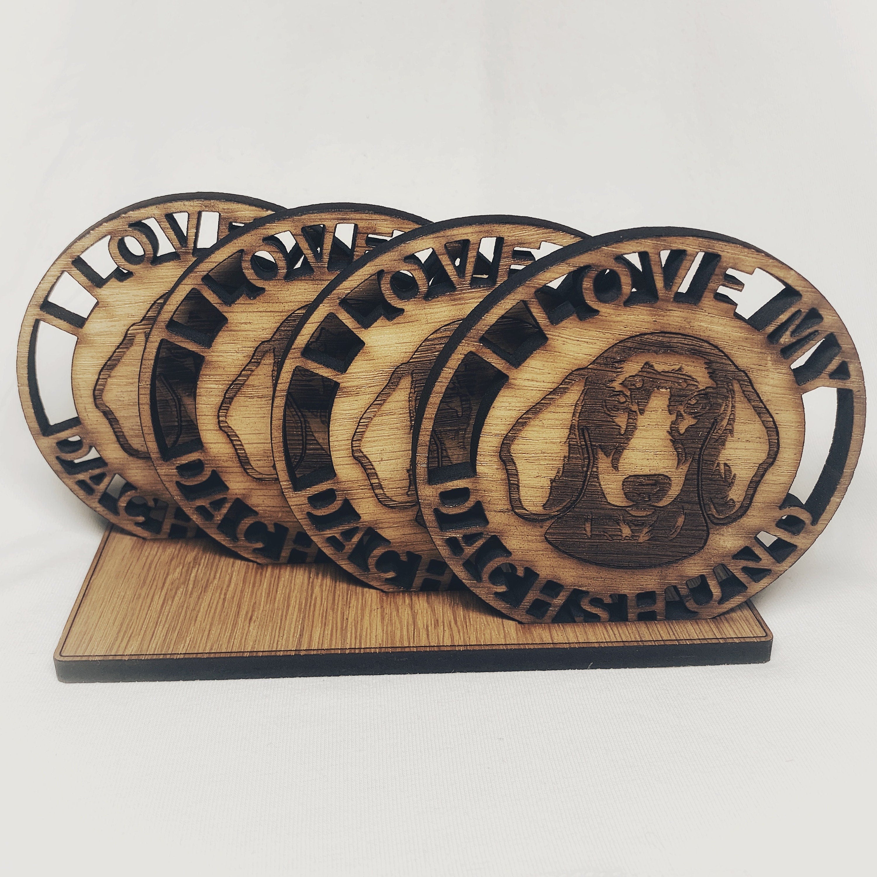 Daschund Sausage dog Personalised Coaster Set - Daschund gift set-I love my Daschund