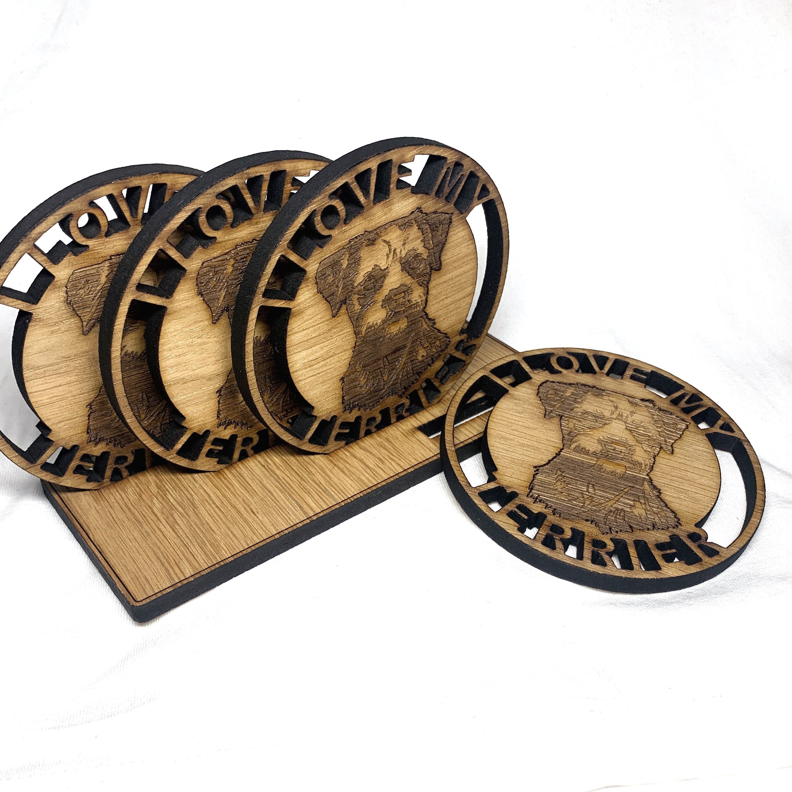 Terrier Personalised Coaster Set - Terrier gift set-I love my Terrier