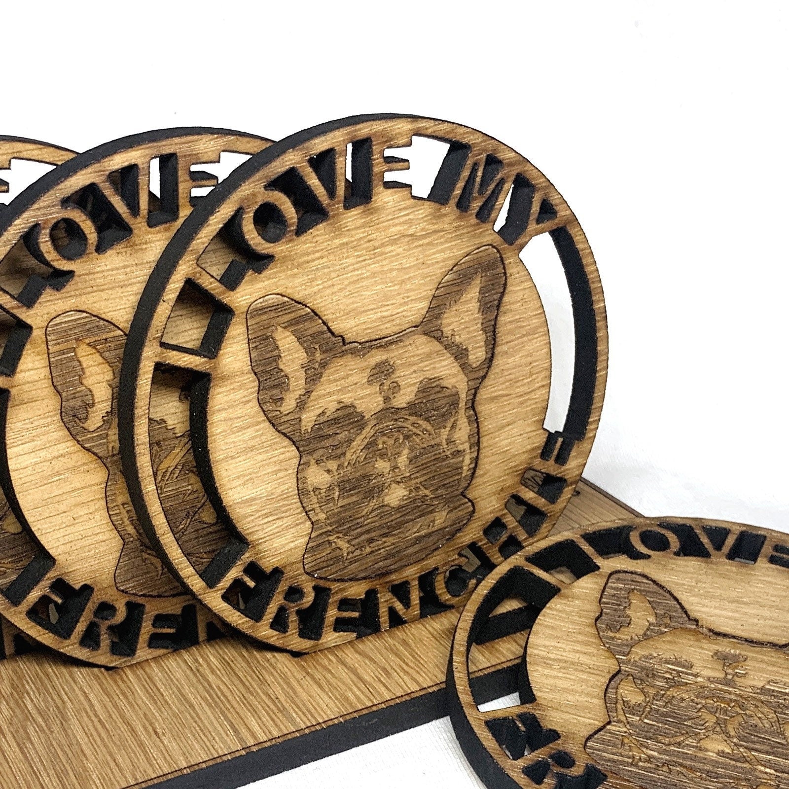 French Bulldog Personalised Coaster Set - Frenchie gift set-I love my Frenchie