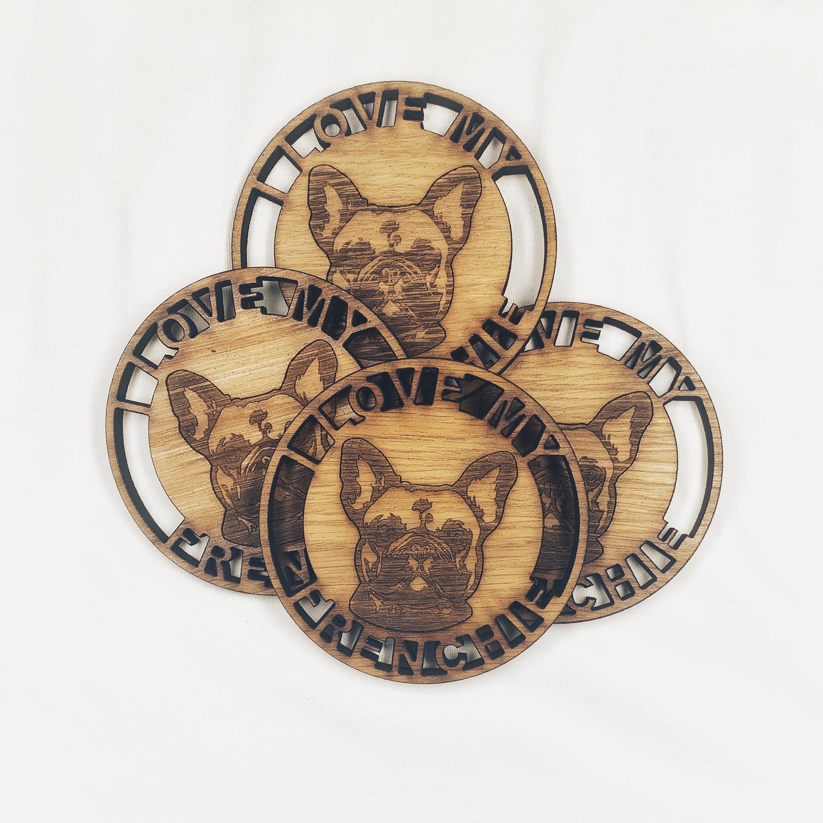French Bulldog Personalised Coaster Set - Frenchie gift set-I love my Frenchie